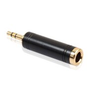 3.5/6.5 Stereo Gold Переходник 3.5мм на 6.5мм 3pin стерео металлический корпус Черный