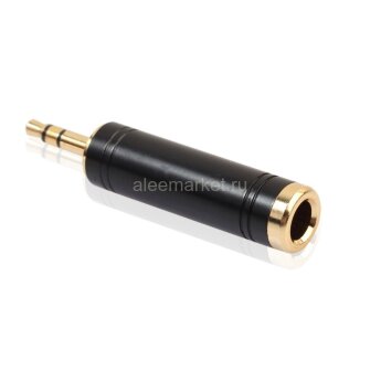 3.5/6.5 Stereo Gold Переходник 3.5мм на 6.5мм 3pin стерео металлический корпус Черный