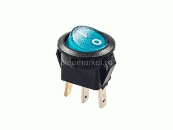 SMRS-101N2-2 Выключатель малый круглый 3pin ON-OFF с подсветкой 12V Синий