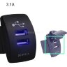 №4 Гнездо на 2-а USB 5V 3.1A прямоугольное с подсветкой Синий