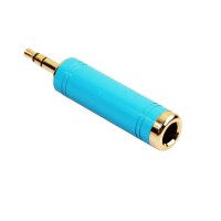 3.5/6.5 Stereo Gold Переходник 3.5мм на 6.5мм 3pin стерео металлический корпус Синий