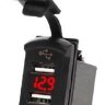 №30  Гнездо на 2-а USB 5V 4.2A  2.1А+2.1А с Вольтметром  Красный прямоугольное