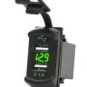 №30  Гнездо на 2-а USB 5V 4.2A  2.1А+2.1А с Вольтметром  Зеленый прямоугольное