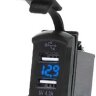 №30  Гнездо на 2-а USB 5V 4.2A  2.1А+2.1А с Вольтметром  Синий прямоугольное