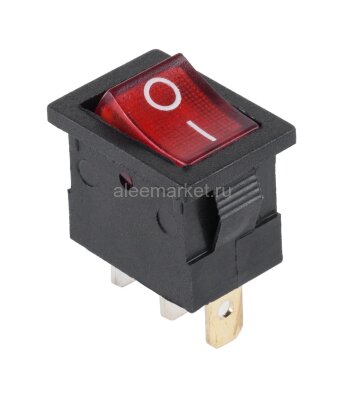 MIRS-101-2 Выключатель квадратный 21х15мм 3pin ON-OFF с подсветкой 12V Красный