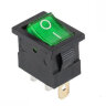 MIRS-101-2 Выключатель квадратный 21х15мм 3pin ON-OFF с подсветкой 12V Зеленый