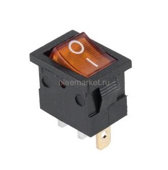 MIRS-101-2 Выключатель квадратный 21х15мм 3pin ON-OFF с подсветкой 12V Желтый