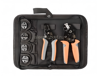KIT-SN-2549-PRO Инструмент обжимной профессиональный для опрессовки клемм со сменными губками (набор) + инструмент для зачистки провода
