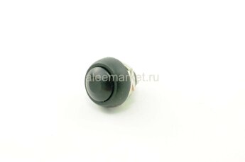 PBS-33B Кнопка с пластиковым корпусом круглая Ø12мм без фиксации 2pin OFF-(ON)  крепится гайкой снизу 1A 250V Черная IP-55