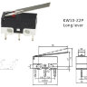 KW10-Z2P Концевой микропереключатель с длинным рычагом (планкой) 3pin C-NO-NC 1A 125V