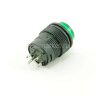 R16-504ВD Кнопка круглая Ø16мм 4pin без фиксации OFF-(ON) крепится гайкой с подсветкой 3V светодиод Зеленый