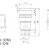 A16-11ZF Кнопка квадратная с круглой посадкой Ø16мм 5pin без фиксации C-(NO)-(NC) крепится гайкой с подсветкой 220V светодиод Красный производство Китай