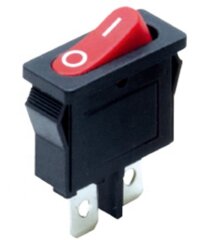 KCD1-101-12 (MRS-101-5) Выключатель узкий клавишный mini без фиксации 21x9,5mm 2pin OFF-(ON) 6A 250V Красный