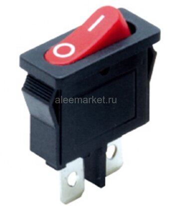 KCD1-101-12 (MRS-101-5) Выключатель узкий клавишный mini без фиксации 21x9,5mm 2pin OFF-(ON) 6A 250V Красный