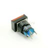 A16-11SJ-N Кнопка прямоугольная с круглой посадкой Ø16мм 5pin с фиксацией C-NO-NC крепится гайкой с подсветкой 220V светодиод Красный производство Китай