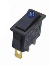 KCD3-101E-BL/3P 12V Выключатель прямоугольный (изогнутая  клавиша) 30х11мм 3pin ON-OFF с подсветкой светодиод 12V Синий